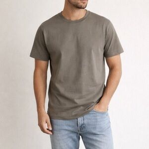 ZARA Men’s Crew Neck Tee | Neutral Olive/Taupe Minimalist Basic